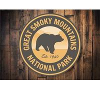 KILSPU Great Smoky Mountains, Smoky Mountains, Gatlinburg Mountains, Bear Mountains, Bear Mountains, Bear Mountains, Traveling Mountains, Metal Mountains, Plaque ronde en métal 30,5 x 30,5 cm