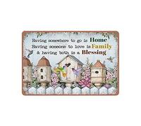 KILSPU Panneau en étain « Having Somewhere to Go is Home Having Someone to Love is Family », cadeau d'anniversaire, de Noël, de pendaison de crémaillère, décoration d'intérieur, style rétro
