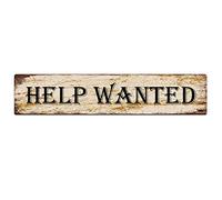 KILSPU Panneau vintage Help Wanted en métal rétro pour bar, pub, décoration murale, 10 x 40 cm