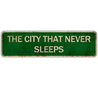 KILSPU Plaque en métal « The City That Never Sleeps » - Décoration murale rurale - 10,2 x 40,6 cm