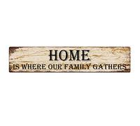 KILSPU Plaque vintage en métal avec inscription « Home is Where Our Family Gathers » - Décoration murale - 10 x 40 cm