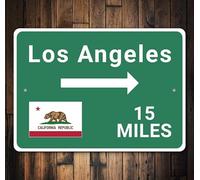 KILSPU Plaque vintage en métal de Los Angeles - Panneau en métal de Los Angeles - Cadeau de la ville - Décoration de ville - 20,3 x 30,5 cm