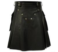 Kilt de gladiateur pour homme en cuir synthétique et jupe plissée, idéal pour les activités Larp, les soirées en club, le punk rock et les vêtements de rue (2XL, noir)