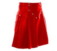 Kilt de gladiateur pour homme en cuir synthétique et jupe plissée, idéal pour les activités Larp, les soirées en club, le punk rock et les vêtements de rue (M rouge)