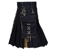 Kilt de guerrier médiéval pour homme - Mode patchwork - Pocket Knight - Costume vintage gothique punk - Jupe écossaise en cuir - Jupe écossaise - Carnaval traditionnel 2025