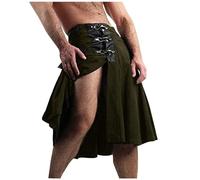 Kilt Écossais Classique pour Homme - Jupe à Carreaux Courte avec Poches Contrastées - Style Écossais, H Vert, XXL