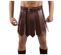 Kilt écossais pour homme - Jupe de gladiateur romain médiéval - En cuir synthétique - Ceinture - Jupe en cuir avec boucles - Armure viking médiévale - Cosplay Clubwear - Costume, marron, taille unique