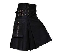 Kilt écossais pour hommes, taille élastique, avec doublure en maille, cordon de serrage réglable, respirant, à séchage rapide, noir, blanc, vert, gris, kilt cargo tactique et grandes poches, kendo