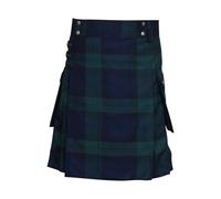 Kilt écossais, traditionnel, à carreaux, pour homme, tartan irlandais, combat, punk, gothique, région montagneuse, jupe, kilt utilitaire, avec sangles et grandes poches, XXL