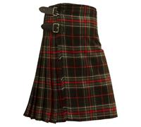 Kilt écossais traditionnel Spirit of Bruce, carreaux noirs et rouges, 8 m, mélange de laine acrylique, sangles à boucle en cuir, robe Highland, Noir/rouge., 52 inches / 132 cm