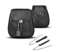 Kilt Emporium Rob Roy Sporran Sac banane en cuir fabriqué à la main pour kilt écossais médiéval Renaissance avec fermeture en étain, noir, 7.5 Inches Width, 8.5 Inches Length, Sporran