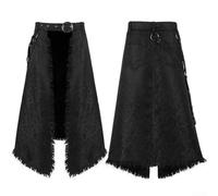 Kilt gothique Steampunk pour homme - Demi-jupe jacquard ouvert sur le devant - Franges burlesque médiévale, Renaissance, tenue de foire de costumade pour costume (taille L, noir)