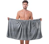 Kilt Sauna Homme Réglable Avec Poche, Serviette Haute Absorption Avec Bouton, Gris