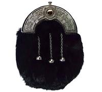 Kilt Sporran Costume Complet Noir Lapin Fourrure Cantle Celtique / Kilt Écossais Sporrans