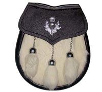 Kilt Sporran Cuir Chardon Crête 3 Franges Chrome Résultats pour Kilts