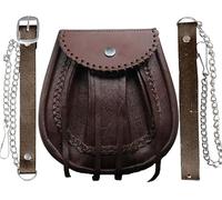 Kilt Sporran Jacobite en cuir marron vieilli avec bord lacé pour kilts