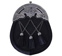 Kilt Sporran noir bovin croix glands nœud celtique avec chaîne ceinture en cuir pour homme, vêtement traditionnel Highland (croix glands sporran)