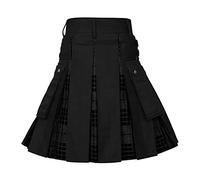 Kilt utilitaire tartan pour homme - Kilt utilitaire traditionnel Highland - Jupe plissée pour homme - Jupe samouraï, gris, 3XL