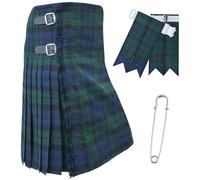 Kilts pour hommes - Tartan écossais traditionnel 4,57 m 454 g de laine acrylique de qualité supérieure, kilts tartan faits à la main avec 3 sangles en cuir - Inclut des éclairs de kilt et une épingle