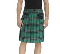 Kilts utilitaires tartan pour hommes et adultes - Jupe écossaise plissée à carreaux - Mini jupe cargo - Costume de carnaval, fête à thème, Halloween - Jupe d'extérieur, A-vert., M