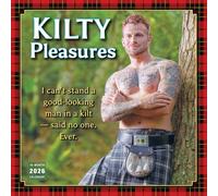 Kilty Pleasures Calendrier mural 2026, 12 mois, humour écossais amusant et hommes en kilts avec beaux mecs des Highlands, 30,5 x 30,5 cm avec grandes grilles pour bureau ou maison