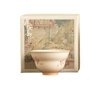 KILUOMUG Lot de tasses à thé en céramique émaillée beige 74 ml avec motif d'orchidées chinoises exquises Kung Fu - Beige rose [boîte]