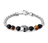 Kim Carrey Bracelet pour homme fait à la main en acier inoxydable avec pierres précieuses naturelles, bracelets pour hommes, cadeaux d'anniversaire, bracelets décontractés pour hommes, normaux, noir