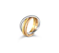 Kim Johanson Bague pour femme en acier inoxydable tricolore en argent, or et or rose | Bague enroulée | Étanche | Bijoux pour femme | 3 anneaux fermés | Bague pour femme en différentes tailles, Acier