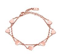 Kim Johanson Bracelet de cheville en acier inoxydable pour femme - Différents modèles - En or rose - Avec fermoir mousqueton solide - Avec pochette à bijoux, 22 centimeters, Acier inoxydable