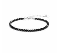 Kim Johanson Bracelet de perles en acier inoxydable pour femme avec de véritables pierres naturelles en argent - Bracelet en pierre naturelle avec perles de 4 mm - Étanche - Bijou bohème pour femme