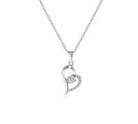 Kim Johanson Parure de bijoux en argent pour femme « Cœur blanc » en argent I Collier avec pendentif et boucles d'oreilles I Ensemble cœur pour femme I Étanche I Cristal I Cadeau I Avec boîte à bijoux