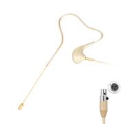 KIMAFUN Microphone Porté sur la Tête, Crochet d'oreille Unique Serre-Tête Microphone à Condensateur Suspendu Compatible avec Le Système sans Fil Émetteur Bodypack, Mini XLR TA3F, Beige, HC-830 D3