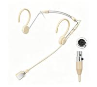 KIMAFUN Microphone Serre-Tête Ajustable avec Bandeau, Suspendu sur l'oreille, Léger et Professionnel, Microphone à Condensateur Compatible avec émetteur bodypack sans Fil Shu-re - Beige HC-800-D4