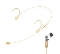 KIMAFUN Microphone Serre-Tête Professionnel à Condensateur Suspendu sur L'oreille, Compatible avec Le Système sans Fil Émetteur de Poche, Mini XLR TA3F, Beige, HC-810 D3