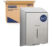 Kimberly-Clark 8971 Distributeur d'essuie-mains pliés à usage unique, Fixation murale, Distribution feuille à feuille, Design et luxueux, Acier inoxydable, 08971010