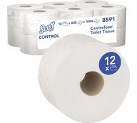 Kimberly Clark - Papier hygiénique Kimberly Clark Rouleau central contrôlé, blanc, 2 plis, paquet de 12 rouleaux