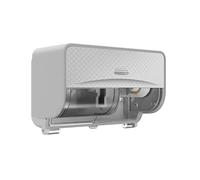 Kimberly-Clark Professional Icon™ Distributeur de Papier Toilette Standard sans Noyau 2 Rouleaux horizontaux (53698), avec façade en mosaïque argentée, 1 Distributeur et Plaque Frontale par boîte
