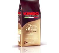 Café en grains Kimbo Gold 100% Arabica, torréfaction foncée, excellent pour les lattés ou les cappuccinos, sachet de 1 kg