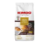 Café en grains Kimbo Gold 100% Arabica, torréfaction foncée, excellent pour les lattés ou les cappuccinos, sachet de 1 kg
