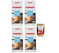Kimbo Decaf Caffè decaffeinato italiano, Caffè Macinato, café décaféiné, Italian Café moulu, convient pour cafetière Moka, Lot de 4x 250 gr + Italian Gourmet polpa 400g