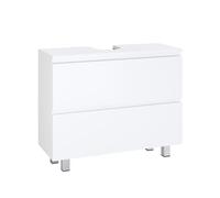 KIMENICH Meuble sous Lavabo Salle de Bain, Armoire de Rangement sous Vasque Toilette avec 2 Grands Tiroirs, Meuble Salle de Bain sous Évier avec Pieds, 80 x 30 x 56 cm, Blanc