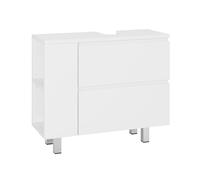 KIMENICH Meuble sous Lavabo Salle de Bain, Armoire sous Vasque, avec 2 Grands Tiroirs, 2 Compartiments Interchangeables, Meuble de Rangement sous Évier avec Pieds, 80 x 30 x 66 cm, Blanc