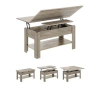KIMENICH Table Basse Relevable et Pliante, Table de Salon Multifonctionnelle 3 en 1, Table à Manger avec Étagère de Rangement et Compartiment Caché, pour Salon, Bureau, Gris