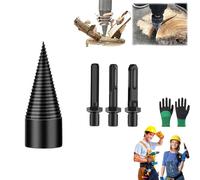 Kiméo Foret Fendeur de Bûches 3 en 1 - Cône Fendeur Bois Universel, Foret de Fendage de Bois ou de Bûches 32/42/50 mm, Cône de Forage avec 4 Poignées (32mm)