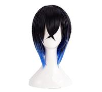 Kimetsu no Yaiba Hashibira Inosuke Cosplay Wig Short Blue Ombre Heat Resistant Synthetic Hair Wig + Wig Cap