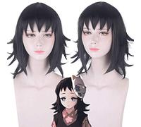Kimetsu No Yaiba Makomo Cosplay perruque lame de démon Slayer noir court cheveux synthétiques Halloween Costume perruques adulte + casquette de perruque gratuite