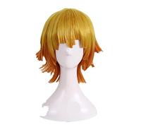 Kimetsu no Yaiba Zenitsu Agatsuma Cosplay Wig Short Golden Brown Heat Resistant Synthetic Hair Wig + Wig Cap