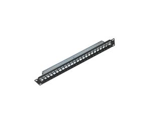 KIMEX 110-0209 : Baie de Branchements 1U, 24 ports, Acier Noir, 482x110x44mm, Montage Rack 19", Poids 1kg