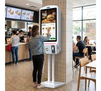 Kimex 165-3205 Borne de paiement tactile 32'' Borne de paiement interactive 32" avec écran tactile et support TPE intégré, conçue pour les solutions