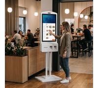 Kimex 165-3205C Borne de Paiement Tactile 32'' Borne de paiement interactive 32" avec double support TPE et imprimante intégrée, conçue pour les